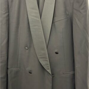 Men's Black Tuxedo Jacket with Covered Button Detailing